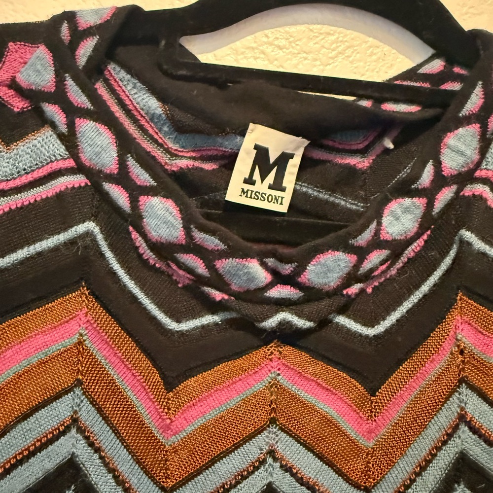 Missoni Multicolor Chevron Knit Sleeveless Sweatshirt - Black, Pink, Blue, Brown - Picture 3 of 15